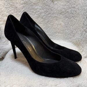 Stuart Weitzman Black Suede Women’s Round Toe Pumps Stiletto Heels Size 8.5M